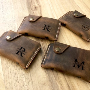 Cartera de cuero delgada, cartera de cuero minimalista, cartera de cuero, cartera unisex, cartera para tarjetas de crédito imagen 2