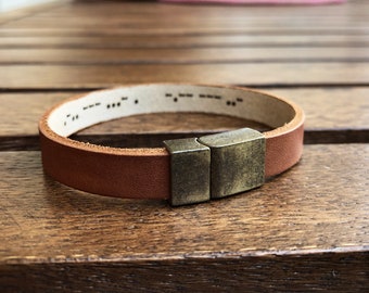 Morse Code Leather Bracelet – Personalized Message, Men's Jewelry