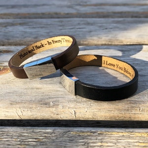 Personalized Leather Couple Bracelet Set: Engraved His & Hers Wristband