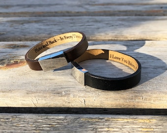 Personalized Leather Couple Bracelet Set: Engraved His & Hers Wristband