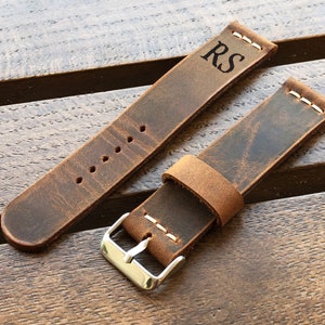 Personalisatie handgemaakte horlogeband / leren horlogeband / leren horlogeband / 18 mm, 20 mm, 22 mm, 24 mm