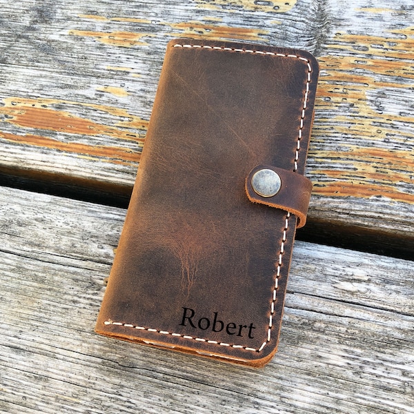 Étui portefeuille personnalisé en cuir pour iPhone 15 14 13 12 11 Pro Max / mini-étui portefeuille en cuir effet vieilli pour iPhone 14+ 13 12 15 pro max