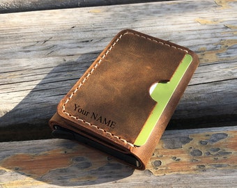 Slim Leather Wallet, Minimalist Leather Wallet, Leather Wallet, Unisex Wallet , Pop Up Credit Card Wallet