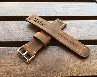 Correa de reloj de cuero / Correa de reloj de cuero / Correa de reloj hecha a mano personalizada / 18 mm, 20 mm, 22 mm, 24 mm
