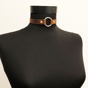 Handmade Leather O Ring Choker Necklace