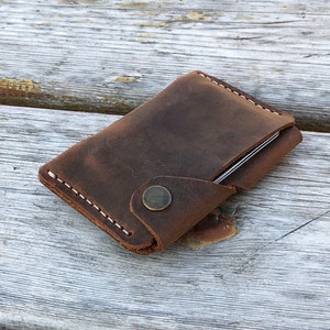 Slim Leather Wallet, Minimalist Leather Wallet, Leather Wallet, Unisex Wallet ,Credit Card Wallet zdjęcie 5