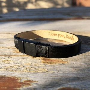 Personalizzato-personalizza-regalo di San Valentino-regalo da uomo-braccialetto in pelle da uomo-bracciale - regalo di anniversario-bracciale in pelle-braccialetto con messaggio