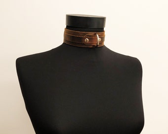 Handmade Genuine Leather O Ring Choker Necklace