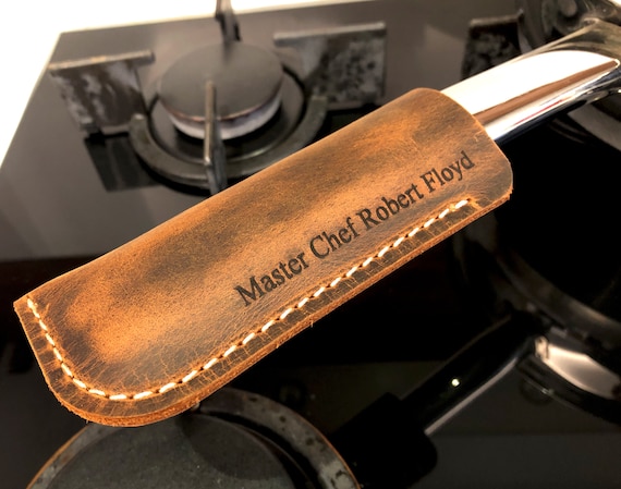 Personalized leather pot holder