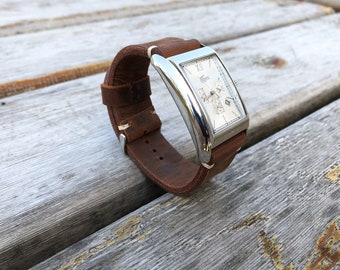 Personalized Leather Watch Band: Handmade Strap (18-24mm)
