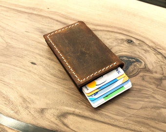 Personalized Leather Pop Up Wallet: Slim Minimalist Card Holder