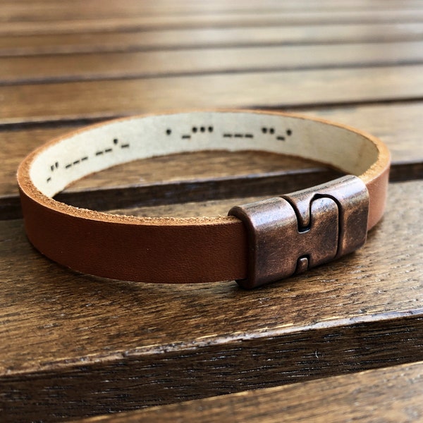 Morse Code Bracelet Leather Bracelet - Personalized-Valentine's gift-men gift - Men's leather bracelet- anniversary gift- message bracelet