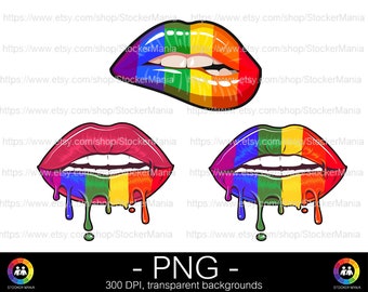 3 Style LGBT lips and teeth, LGBT Pride Lips PNG, Dripping Lips, Lip Print, Sexy Biting Lip , Sublimation Of Lips, Lips Art, Pretty Lips