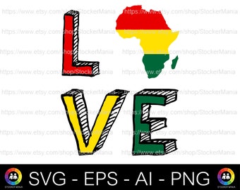 Africa Love flag SVG, Africa Fist svg, Black history month svg, black africa flag, Digital files png ai eps for cutting