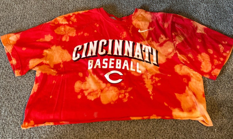 Repurposed distressed Cincinnati reds crop top