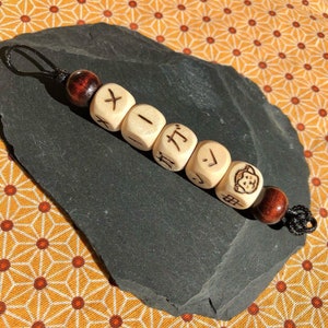 Japanese keychain customization with name translated into Japanese and Japanese zodiac sign, pyrographed beads image 10