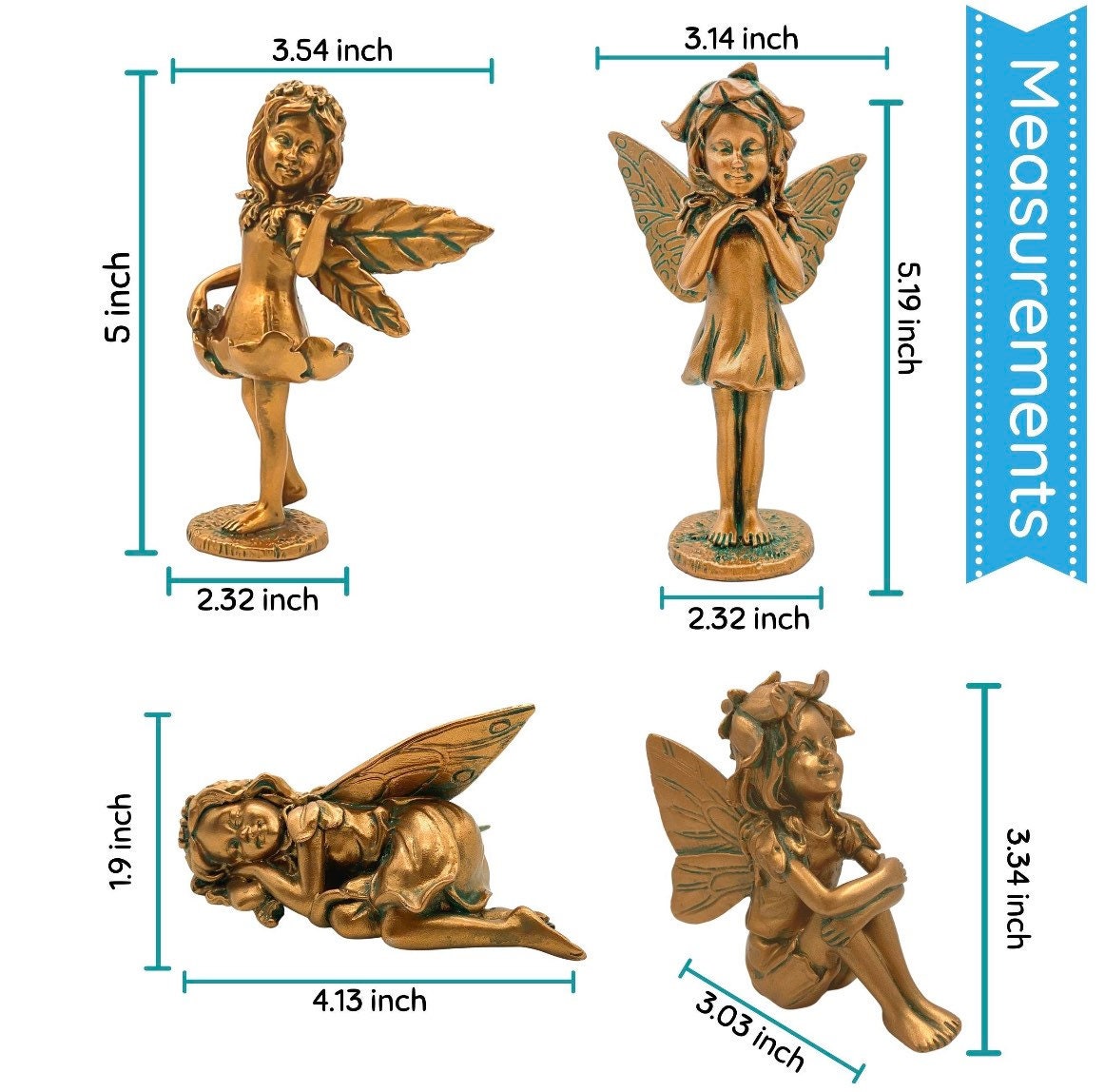 Magical Bronze Garden Fairy Statues Set of 4. Brings life to Etsy