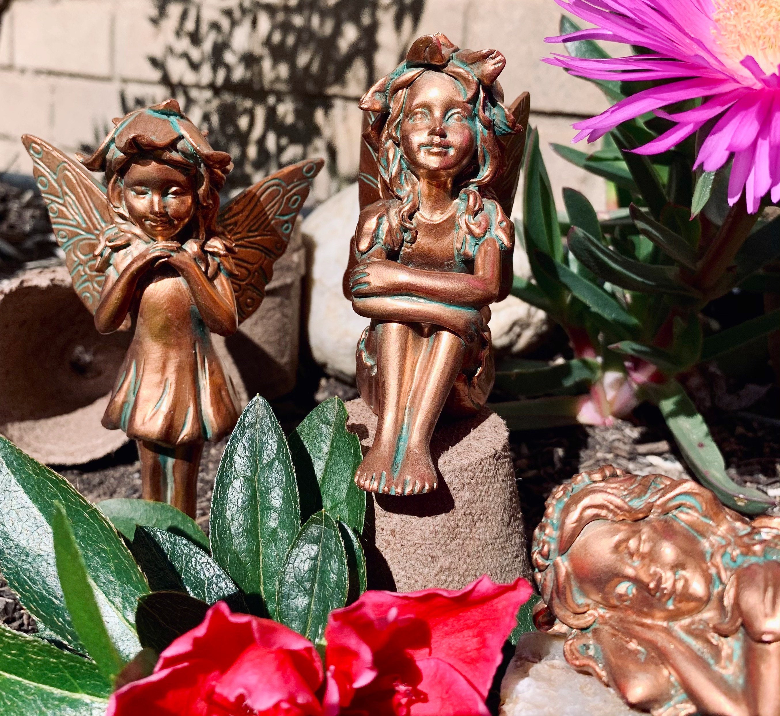 Magical Bronze Garden Fairy Statues Set of 4. Brings life to Etsy