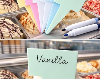 Reusable Gelato Flavour Marker – Wipe Clean Acrylic Ice Cream Label for Cafés