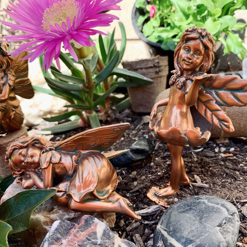Magical Bronze Garden Fairy Statues Set of 4. Brings life to Etsy