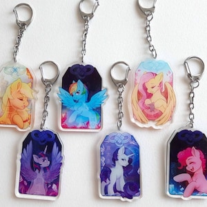 MLP Omamori - Fluttershy, Starlight, Luna, Celestia und mehr - Acryl Anhänger am Schlüsselanhänger