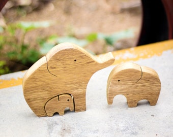 Wooden Elephant and baby Toys Puzzle  | Wooden Elephant puzzle | Baby gift | Wooden toys for 1 year old.