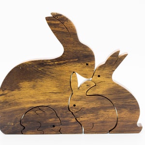 Puzzle personalizzato a forma di coniglio in legno: giocattolo per bambini in legno naturale immagine 4