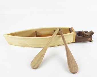 Barca giocattolo in legno personalizzata: canoa in legno naturale, decorazione per la cameretta dei bambini