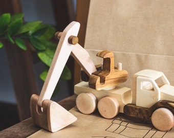 Wooden Excavator Toys for children | Wood miniature truck | Nursery Decor | Birthday gift for children 1 year.