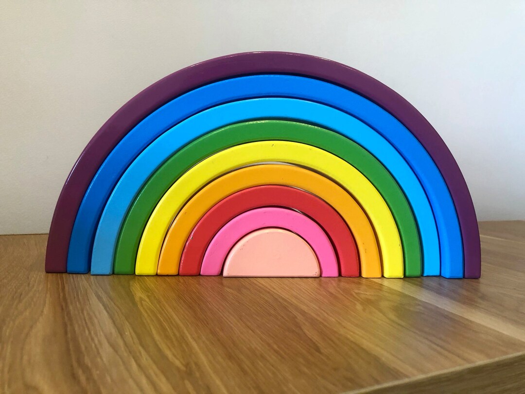 Wooden Rainbow Stacker 9 Pieces | Montessori Toys for Children ...