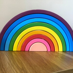 Wooden Rainbow Stacker 9 pieces | Montessori toys for children | Learning Toys| Natural Wooden Toys | Wooden toys for 2 years old