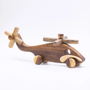 Personalized Wooden Helicopter Toy: Natural Wood Nursery Decor