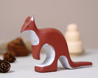 Juguete de canguro de madera: Decoración Montessori para guardería