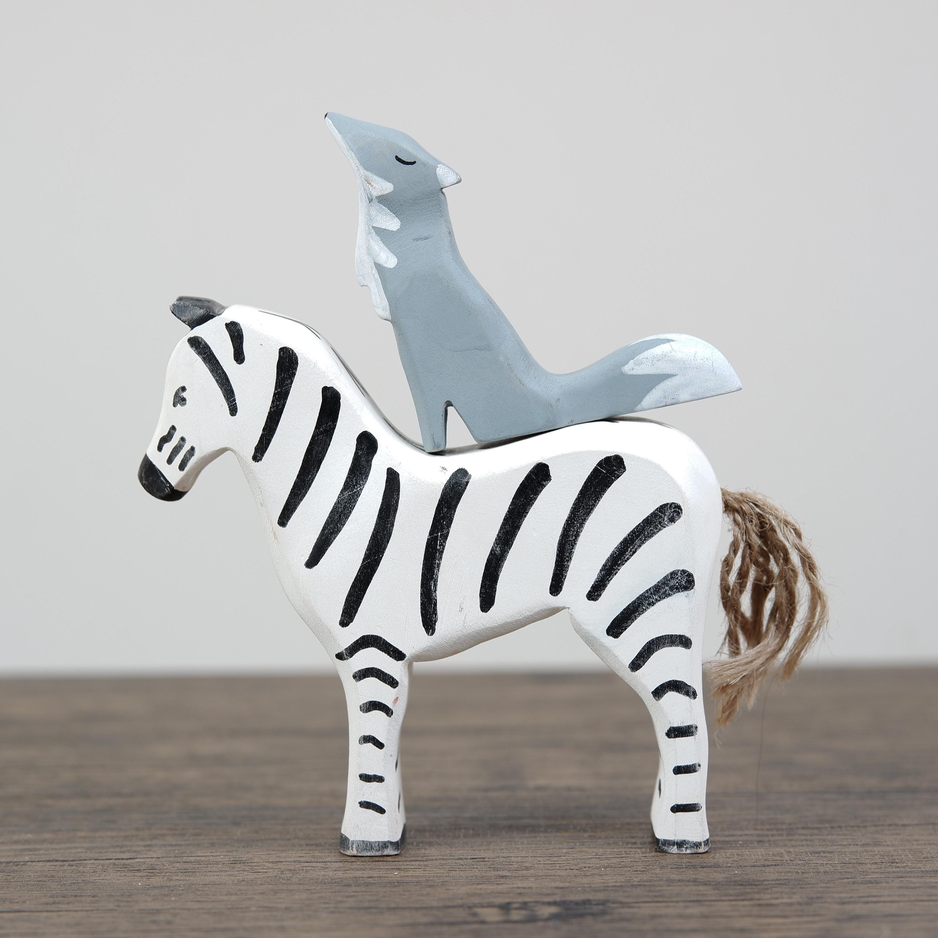 Wooden Zebra Toy: Montessori Jungle Animal Figurine - Etsy