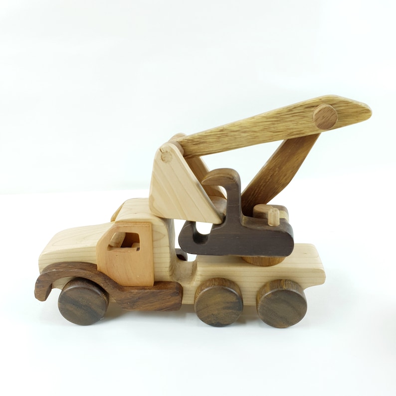 Wooden Excavator Toys for children Wood miniature truck Nursery Decor Birthday gift for children 1 year. image 9