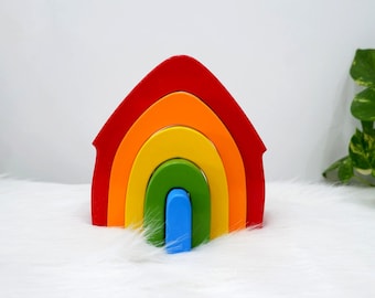 Wooden Rainbow House | Montessori toys for children | Learning Toys | Wooden toys for 2 years old