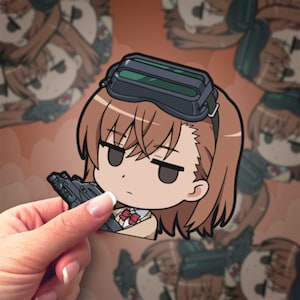 Railgun Ace | Waterproof Anime Peeker Stickers - Durable Vinyl Decals for Cars, Laptops, Water Bottles, Bumper, Kiss-Cut