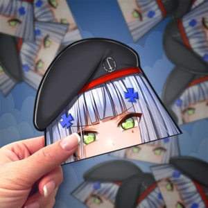 HK416 Tactical Prodigy | Waterproof Anime Peeker Stickers - Durable Vinyl Decals for Cars, Laptops, Water Bottles, Bumper, Kiss-Cut