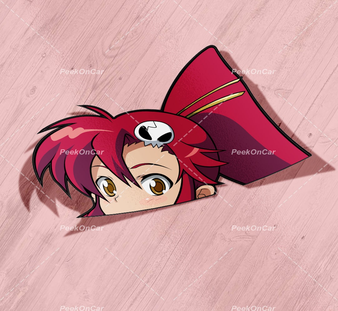 Red Hair Anime Peeker Anime Stickers Laptop Stickers Etsy