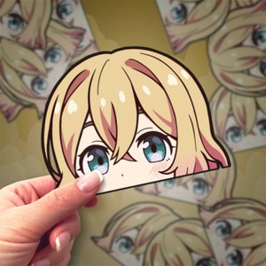 Elegant Companion | Waterproof Anime Peeker Stickers - Durable Vinyl Decals for Cars, Laptops, Water Bottles, Bumper, Kiss-Cut
