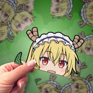Dragon Maid | Waterproof Anime Peeker Stickers - Durable Vinyl Decals for Cars, Laptops, Water Bottles, Bumper, Kiss-Cut