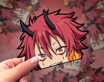 Anime Peeker Aufkleber | Roter Teufel, wasserfester Vinyl-Aufkleber