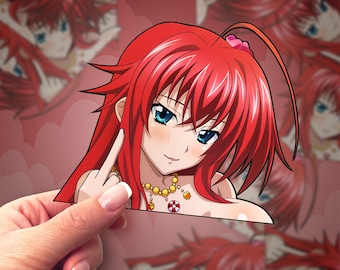 DXD Anime Girl Middle Finger Sticker | Waterproof Vinyl Decal | Car Window Peeker Decal