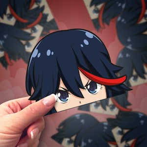Rebel Swordswoman | Waterproof Anime Peeker Stickers - Durable Vinyl Decals for Cars, Laptops, Water Bottles, Bumper, Kiss-Cut