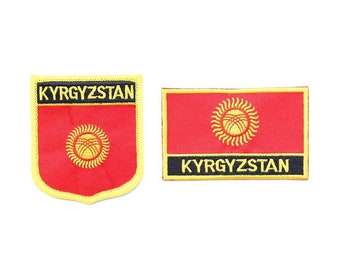 Kyrgyzstan Flag Embroidered Patch Kirghizia Iron-On Kyrgyz Republic Emblem