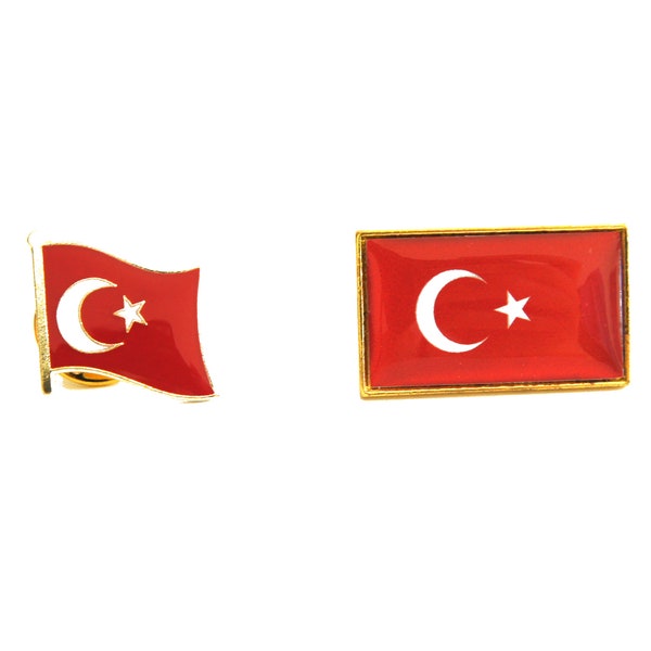 2pcs Turkey National Flag Lapel Pin Badge Set Gift Box packing