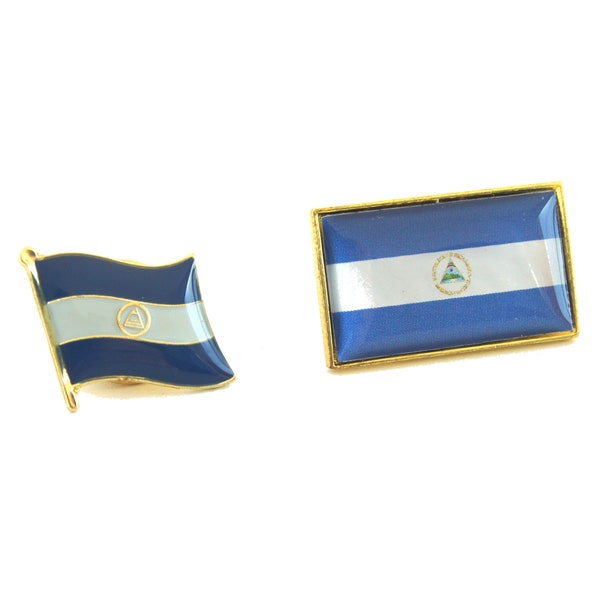 2pcs Nicaragua  National Flag Lapel Pin Badge Set Gift Box packing