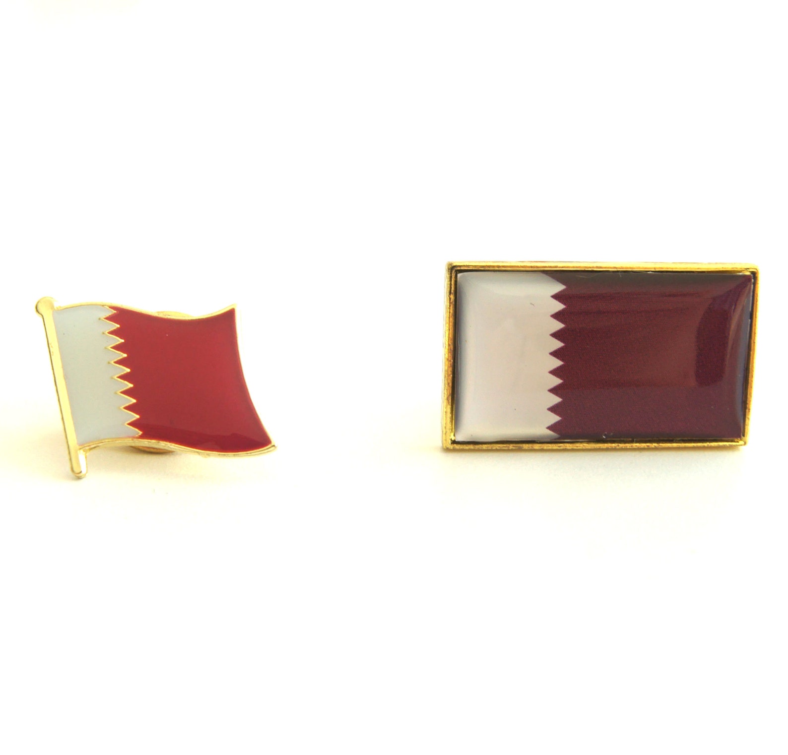 2pcs Qatar National Flag Lapel Pin Badge Set Gift Box Packing Etsy