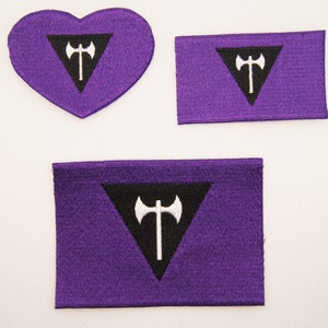 3pcs Labrys Lesbian pride Rainbow LGBTQ Flag Embroidered Iron on Patch Rectangle Heart