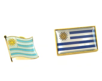 2pcs Uruguay National Flag Lapel Pin Badge Set Gift Box packing